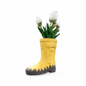 Tulips in Rain Boot Planter