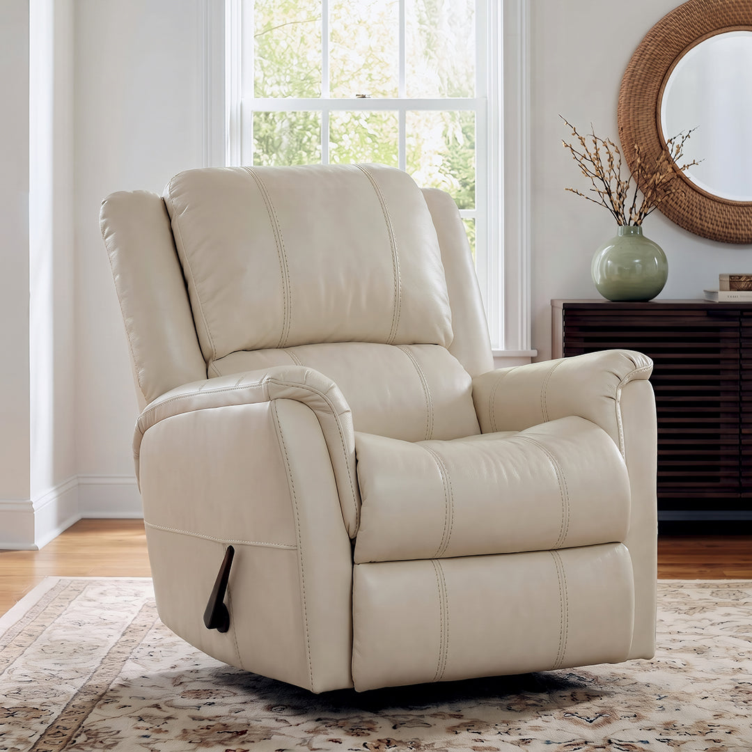 Viper Leather Rocker Recliner from Home Stretch, Made in USA - Lighting feature