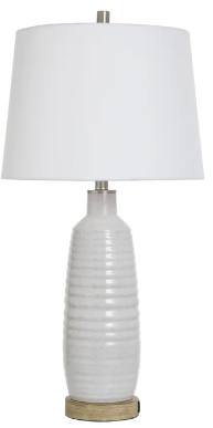 White Wash Table Lamp with USB