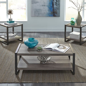 Three Piece Living Room Table Set in a Grey Distressed Coastal Style