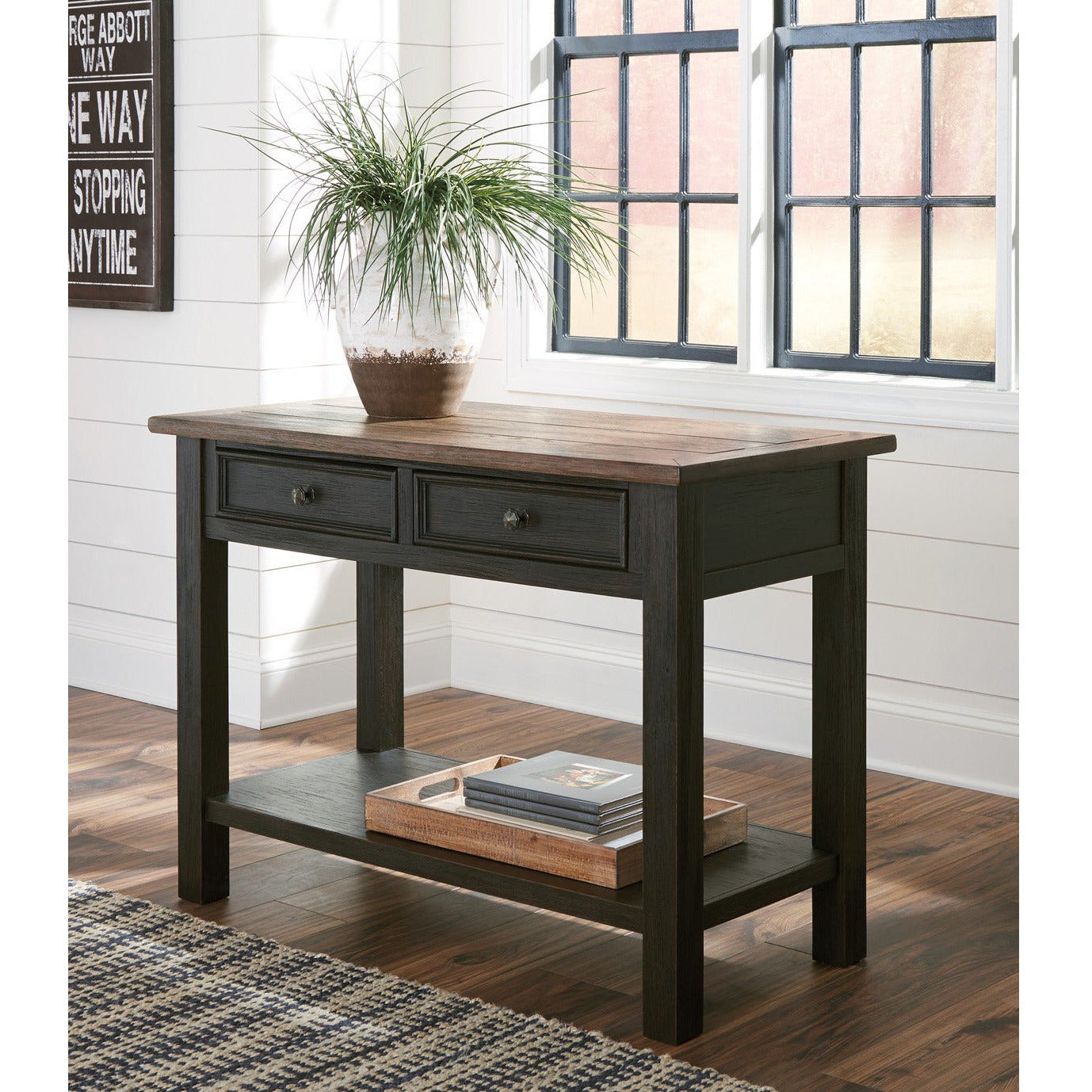 Ashley furniture console table with stools hot sale