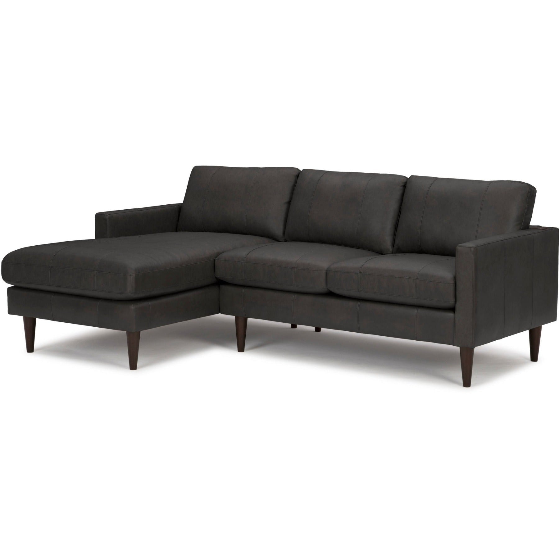 Trafton Leather Sofa Chaise Charcoal