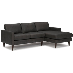 Trafton Leather Sofa Chaise - Charcoal