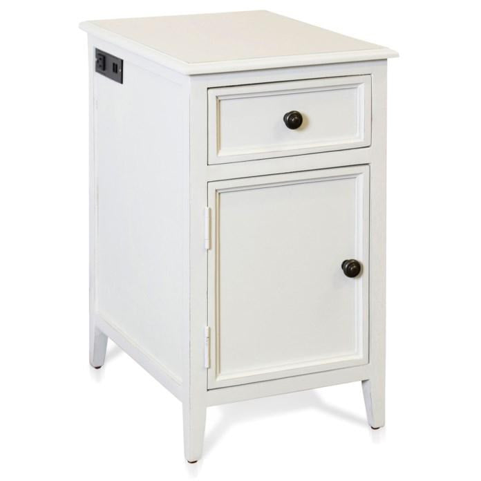 Eggshell Power Side Table with Cabinet
