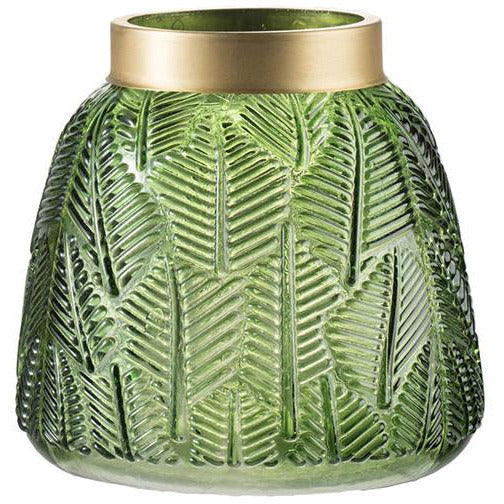 Green Fern Leaf Glass Vase I