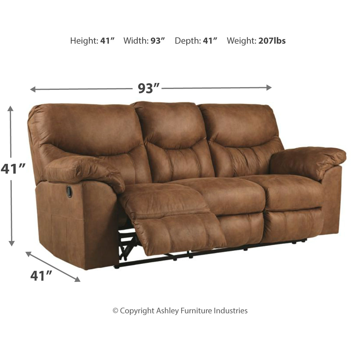 Boxberg bark reclining deals sofa