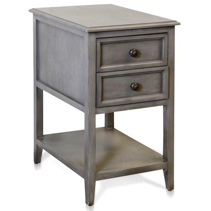 Gray Side Table with Drawers